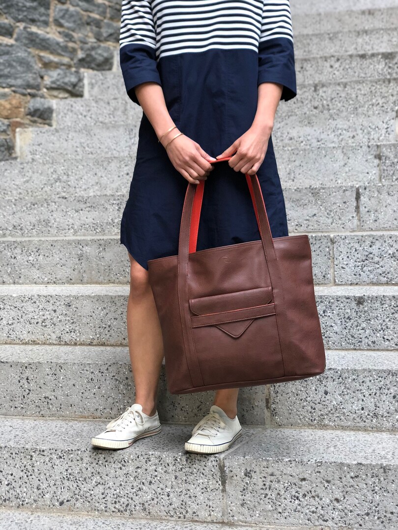 best vegan leather tote backpacks The Karma Large Backpack- in Aloe They are handmade no mass production The Verona Vegan Vachetta Leather